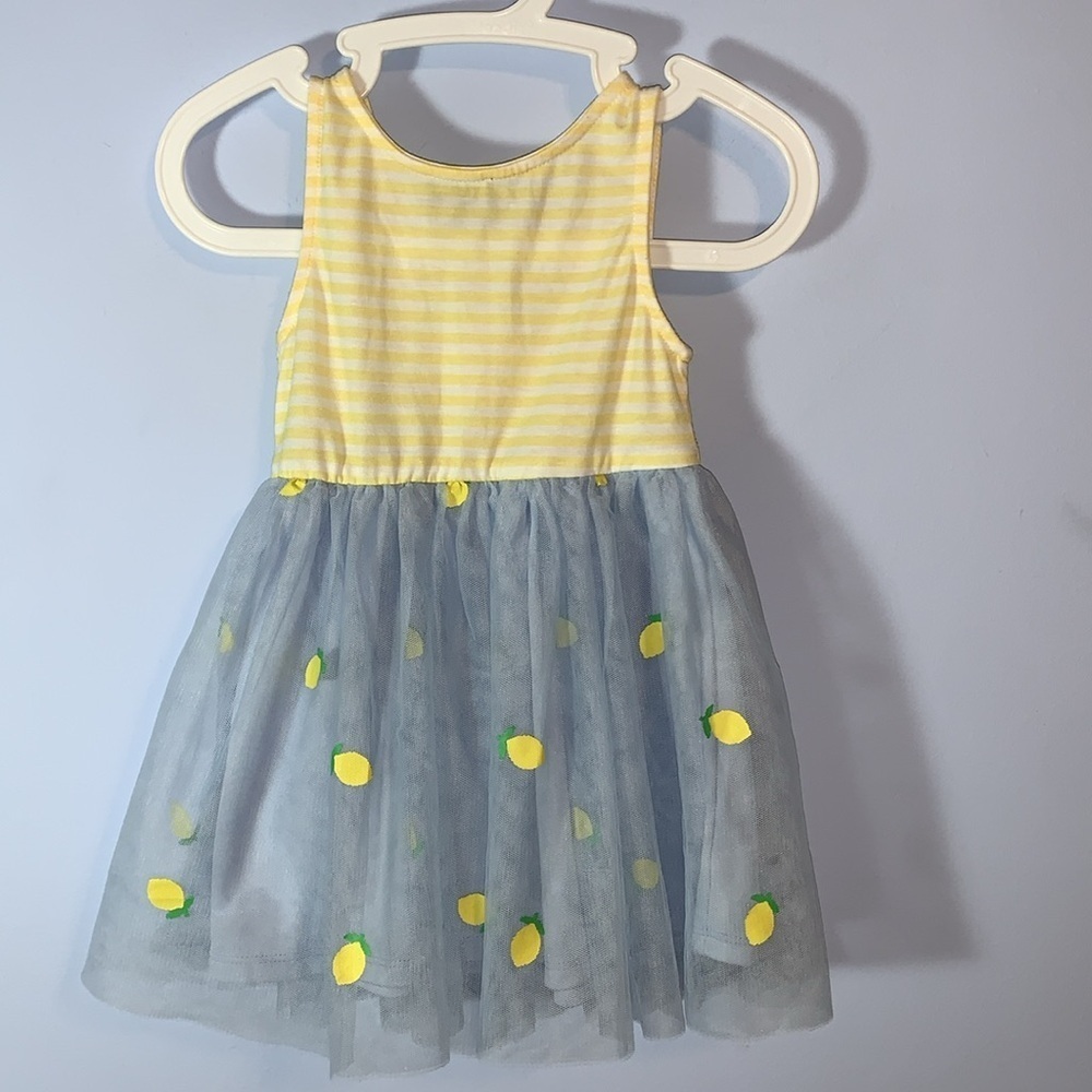 Lilt Lemon sleeveless tank tutu tulle Yellow and Blue summer dress glitter 2T - Picture 4 of 6